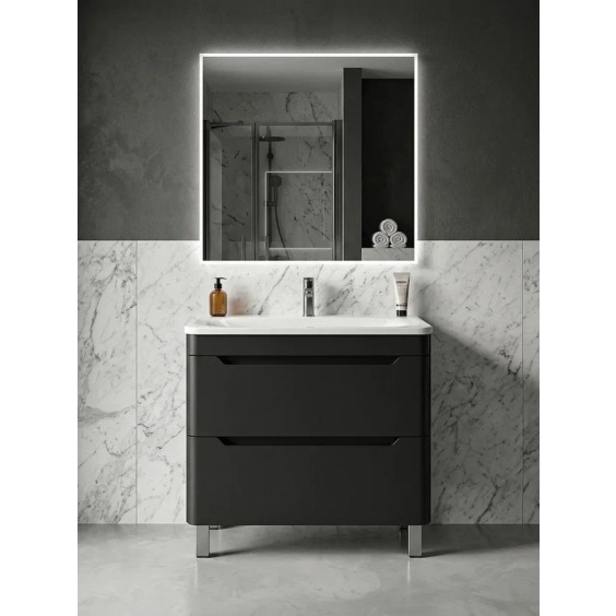 Тумба под раковину для ванной Uperwood Ocean напольная, 80 см, черная, 2 ящика #4