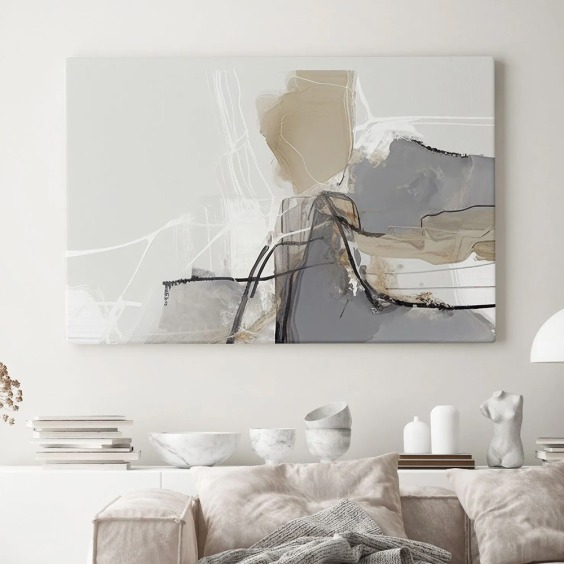 Интерьерная картина "Абстракция в сером" на холсте, большая, размер 30х45 см #1 Интерьерная картина "Абстракция в сером" на холсте, большая, размер 30х45 см #1