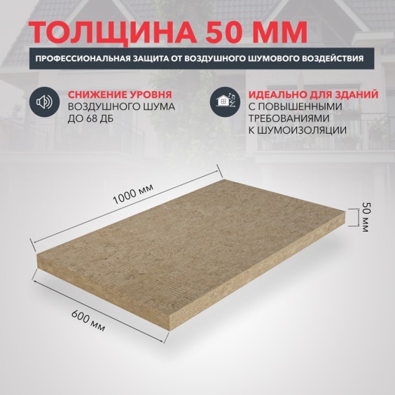 Утеплитель Rockwool Акустик Баттс Pro 1000х600х50 мм, 8 шт. уп #4