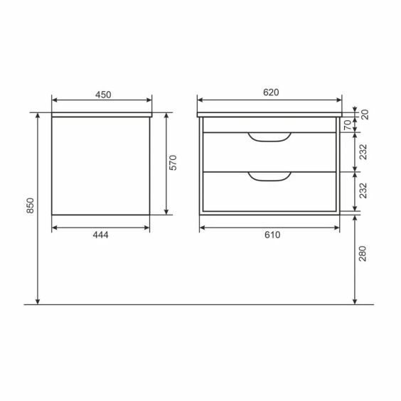 Тумба под раковину для ванной подвесная Uperwood Modul 61х44,4х55 см, белая матовая #13