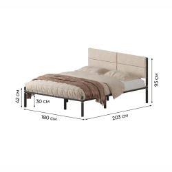 Комплект кровать Металика Б180Х200+Г4 Цвет Черный + 2 компл сп vel-RS-1-180