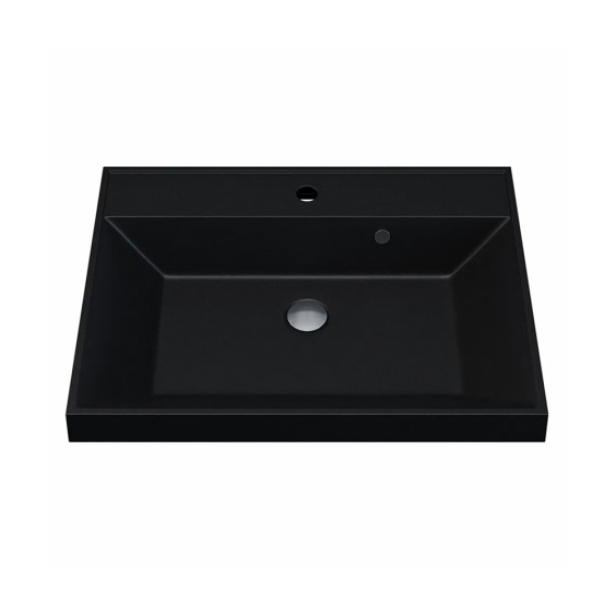 Раковина для ванной кварцевая Uperwood Classic Quartz 60х45х15 см, черная матовая, космос #1