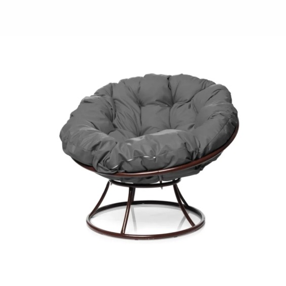 Комплект кресло Папасан без ротанга коричневое, серая подушка #1