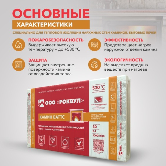 Утеплитель Rockwool Камин Баттс 1000х600х30 мм, 4 шт. уп #3