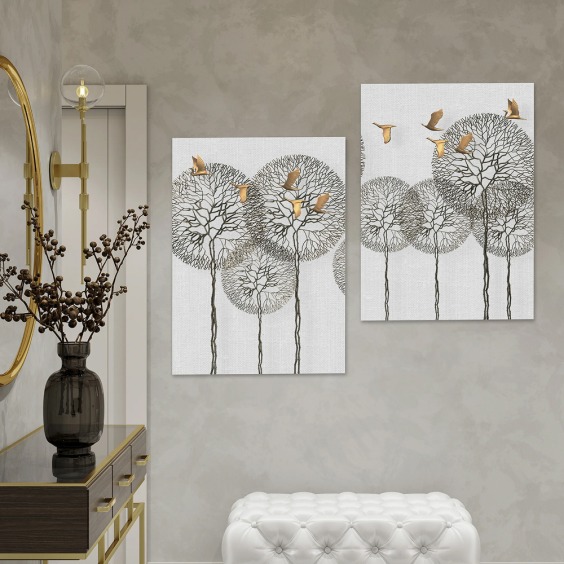 Картина интерьерная модульная на стену "Одуванчики" на холсте большая в комнату 2 вертикальные картины, каждая 60х40 см., общий размер 60х80 см. #2