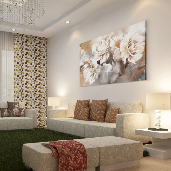 Интерьерная картина "Букет пионов" на холсте, большая, размер 30х45 см #6