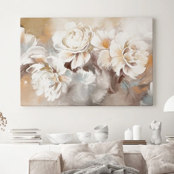 Интерьерная картина "Букет пионов" на холсте, большая, размер 50х80 см #1