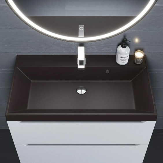 Раковина для ванной кварцевая Uperwood Classic Quartz 80х45х15 см, коричневая матовая, трюфель #5