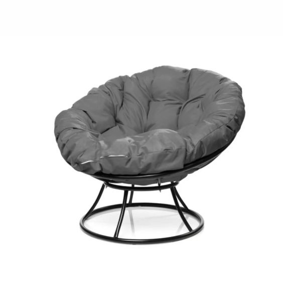 Комплект кресло Папасан без ротанга черное, серая подушка #1 Комплект кресло Папасан без ротанга черное, серая подушка #1