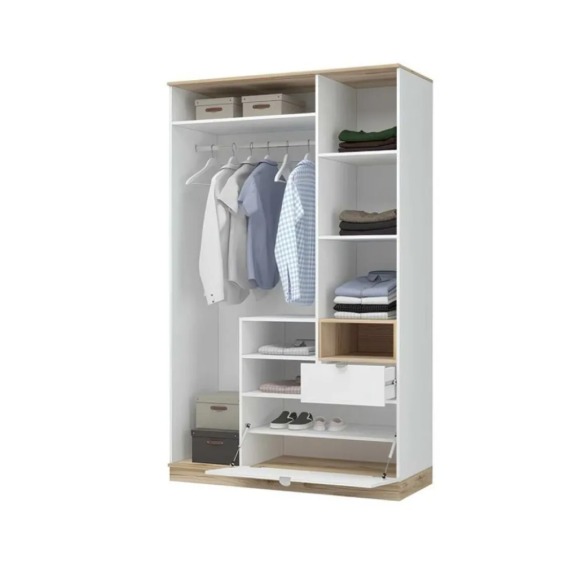 Шкаф 3х створчатый с зеркалом Юкки ШК 1Я 1350 (1350х2200х550) Фасад Белый/Корпус Дуб делано #2
