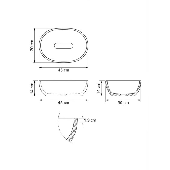 Раковина для ванной накладная Uperwood Arizona овальная, бетон, цвет черный #5