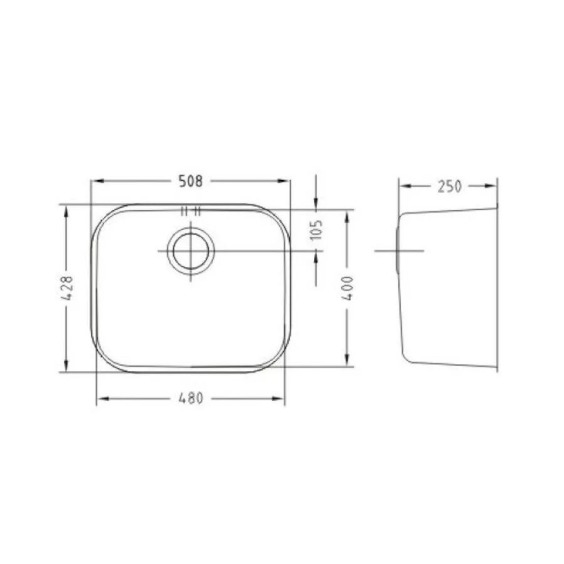 Alveus Variant 10 SAT-90 480X400X250 слив вдоль длинной стороны кухонная мойка #2