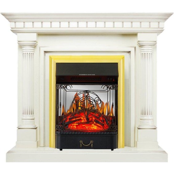 Каминокомплект Dallas - Слоновая кость с патиной с очагом Majestic FX M Brass #1