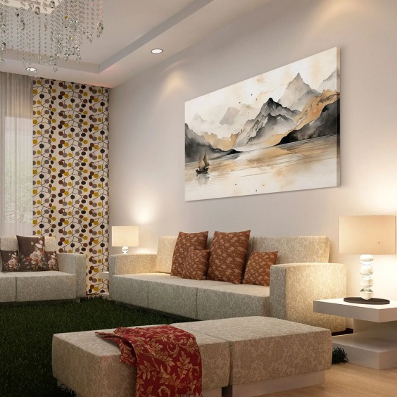 Картина на стену большая на холсте интерьерная "Горное озеро" 50х80 см #5