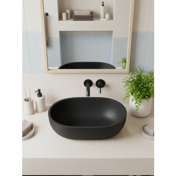 Раковина для ванной накладная Uperwood Arizona овальная, бетон, цвет черный #2