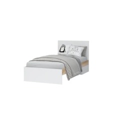 Кровать Юкки КР 900 0.9х2.0 (940х860х2032) Фасад Белый/Корпус Дуб делано