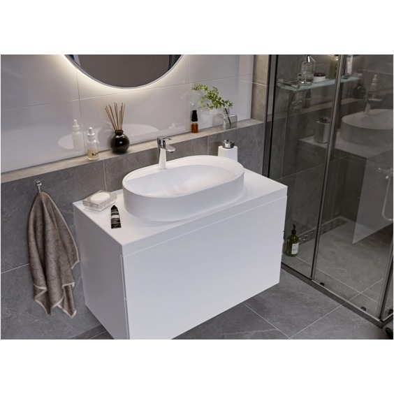 Раковина накладная для ванной Uperwood Luna 60х36х11,5 см, овальная, белая глянцевая #8