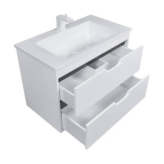 Тумба с раковиной для ванной подвесная Uperwood Modul 77х45х57 см, белая/графит #3