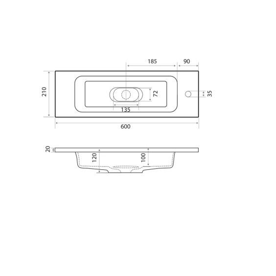 Раковина для ванной Uperwood Modul 60х21х12 см, белая глянцевая #10
