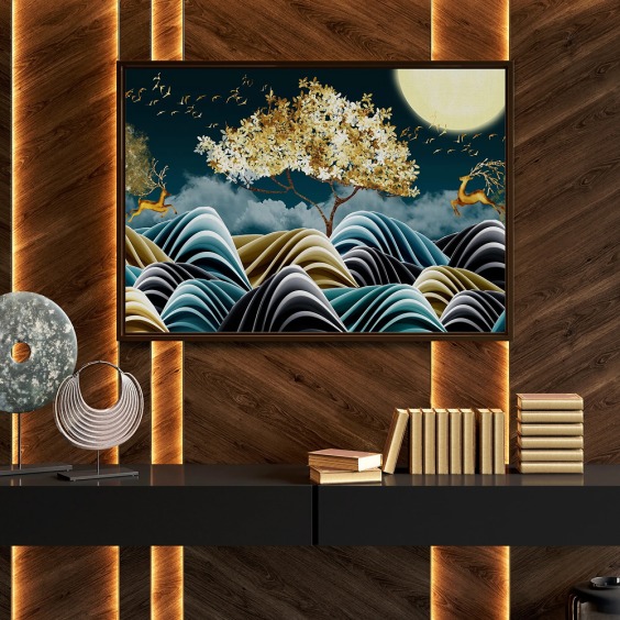 Интерьерная картина "Дюны осень" на холсте, большая, размер 60х90 см #6