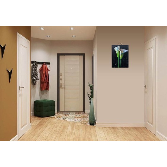 Картина "Два белых калла на черном фоне" 50х70 см #4