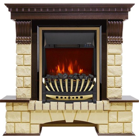 Каминокомплект Pierre Luxe - Темный дуб / Шампань с очагом Aspen Gold #1 Каминокомплект Pierre Luxe - Темный дуб / Шампань с очагом Aspen Gold #1