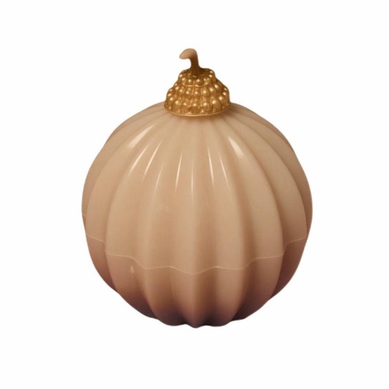 Свеча Wax Christmas ball, ребристый белый шар с золотой верхушкой #1