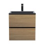 Тумба с раковиной для ванной подвесная Uperwood Barsa 60х45х57 см, черная/дуб сонома, раковина черный глянец