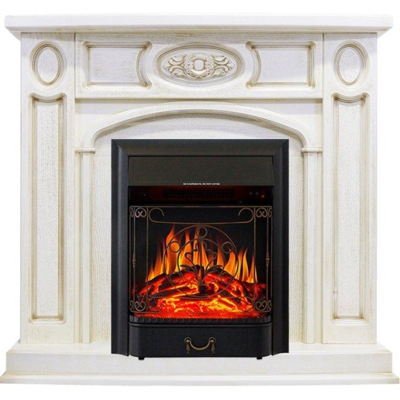 Каминокомплект Florence - Слоновая кость с патиной с очагом Majestic FX Black #1