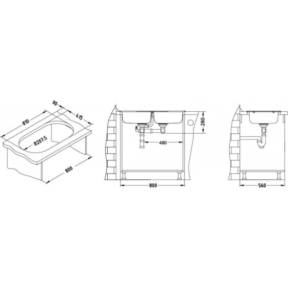 Alveus Form 50 LEI-90 832X437 2X кухонная мойка #4