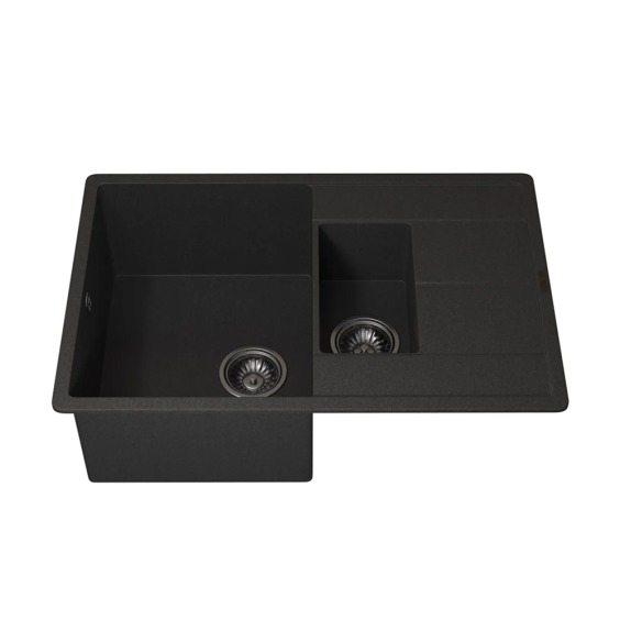 Кухонная мойка кварцевая Uperwood Quartz UPD-05-04, прямоугольная двухсекционная, черная #1