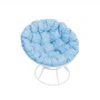 Комплект кресло Папасан без ротанга белое, голубая подушка