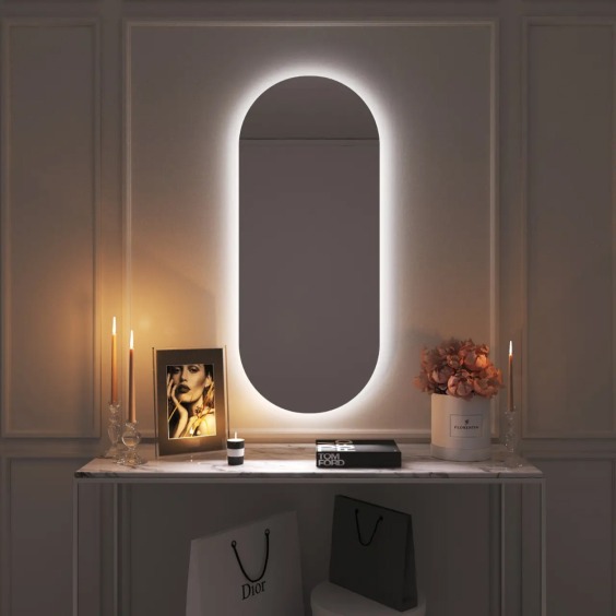 Зеркало овальное Kapoorso 700х1400 мм с фоновой подсветкой 3000К #4