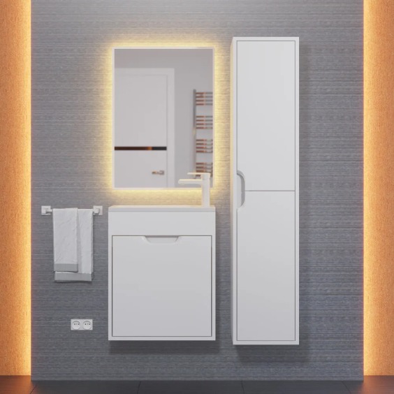 Тумба под раковину для ванной подвесная Uperwood Modul 50х21х60 см, белая матовая #8