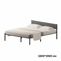 Комплект Лофт кровать 160х190 черная с темно-серым чехлом тк 06