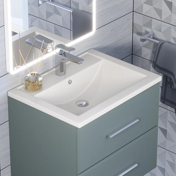 Раковина для ванной кварцевая Uperwood Foster Quartz 60х40,5х16,5 см, белая матовая, жасмин #5