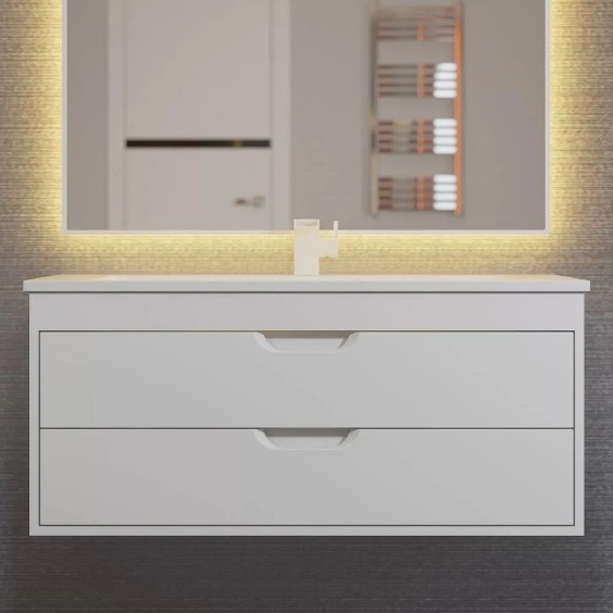 Тумба под раковину для ванной подвесная Uperwood Modul 95х44,4х55 см, белая матовая #11