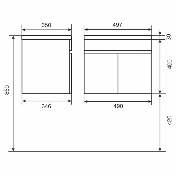 Тумба под раковину для ванной подвесная Uperwood Eva 49х34,6х40 см, Крафт Табачный, с дверцами #3