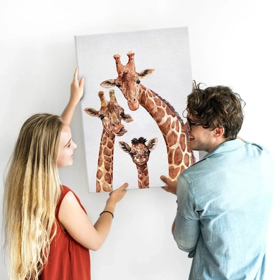 Картина на стену большая на холсте интерьерная "Жирафы", размер 45х30 см #2