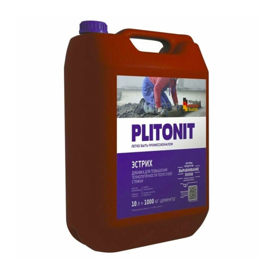 Добавка Plitonit Эстрих для полусухой стяжки 10л #1