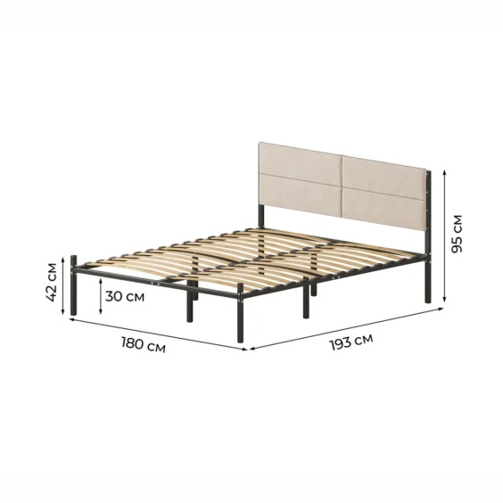 Комплект кровать Металика Б180Х190+Г4 Цвет Черный + 2 компл сп vel-RS-1-180 #2