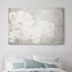 Интерьерная картина "Белые цветы в сером" на холсте, большая, размер 30х45 см