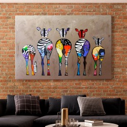 Картина на стену большая на холсте интерьерная "Весёлые зебры", размер 80х115 см