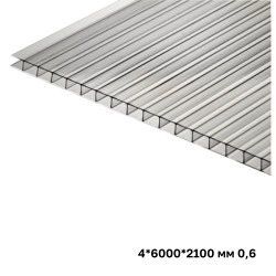 Сотовый поликарбонат 4*6000*2100 мм 0,6 прозрачный УФ Actual Bio