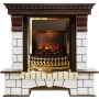 Каминокомплект Pierre Luxe - Темный дуб / Белый (Высота 1020мм) с очагом Atherton