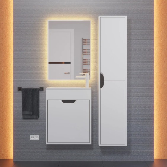 Тумба под раковину для ванной подвесная Uperwood Modul 50х21х60 см, белая/графит #6
