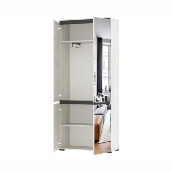 Шкаф Гретта 2С2ЗР Крафт белый-Антрацит (прихожая) #2