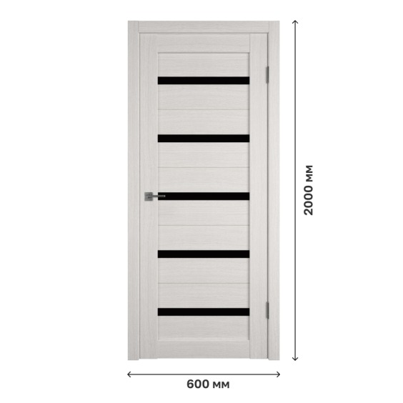 Дверное полотно Atum 7 Bianco со стеклом Black Gloss, 600х2000 мм #1