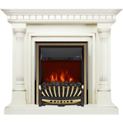 Каминокомплект Dallas - Слоновая кость с патиной с очагом Aspen Gold