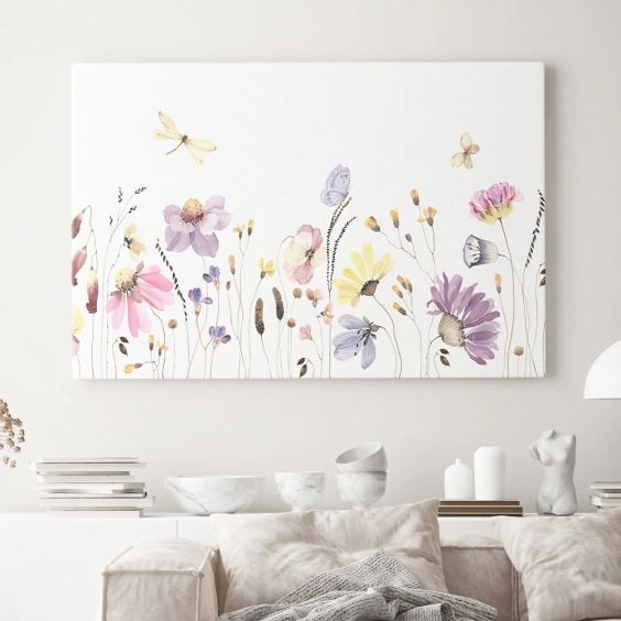 Интерьерная картина "Летняя лужайка" на холсте, большая, размер 60х90 см #1